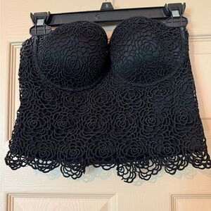 Zara Black Lace Bandeau with Scalloped Edge